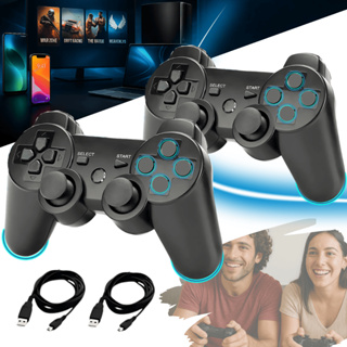 Kit 2 Controle Compativel com PS3 Sem Fio PC Gamer TV Manete Bluetooth Wireless Joystick + Cabo em Oferta na Shopee