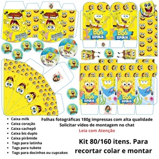 Kit c/80und lembrancinhas TEMA BOB ESPONJA (sem nome) - Envio rápido!!! em Oferta na Shopee