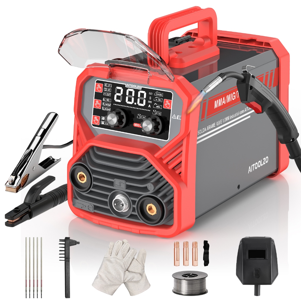 Máquina Solda Sem Gás 200A Syn Mig +Ai Mig+Tig+Mma 4 Em 1 Dispositivo Multifuncional Com Tampa Para LCD Aitoolzo 220V em Oferta na Shopee