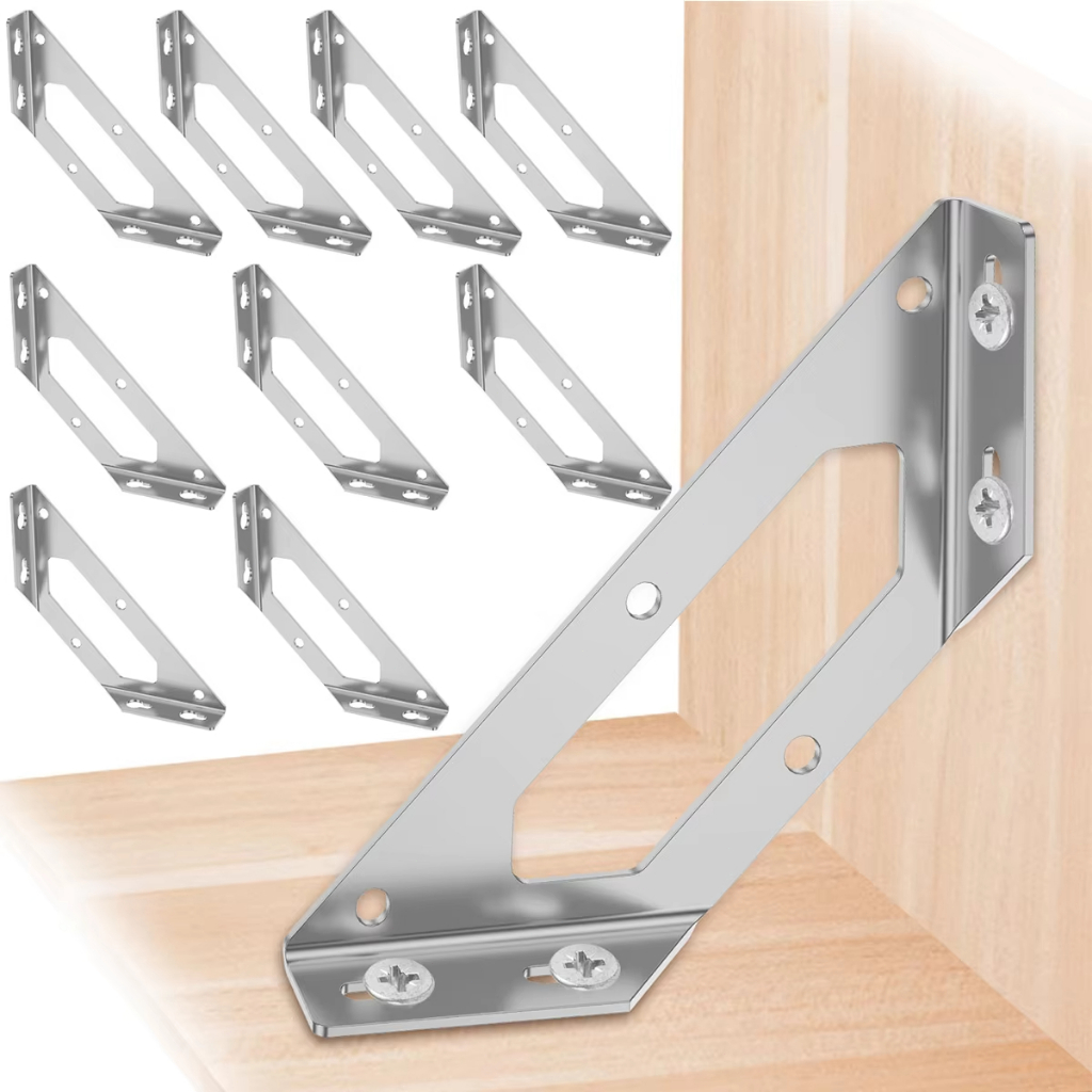 Kit 10 Conector de Canto Aço Inoxidável Tamanho grande Cantoneira Junção de Madeira Universal Suporte Para Cantos Móveis em Oferta na Shopee