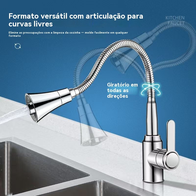torneira cozinha parede preta flexível Duplo Jato Cone 1/4 de Volta