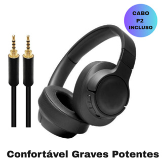 Fone de Ouvido Bluetooth Sem Fio 760 Kit com Cabo P2, Graves Potentes e Microfone Confortável em Oferta na Shopee