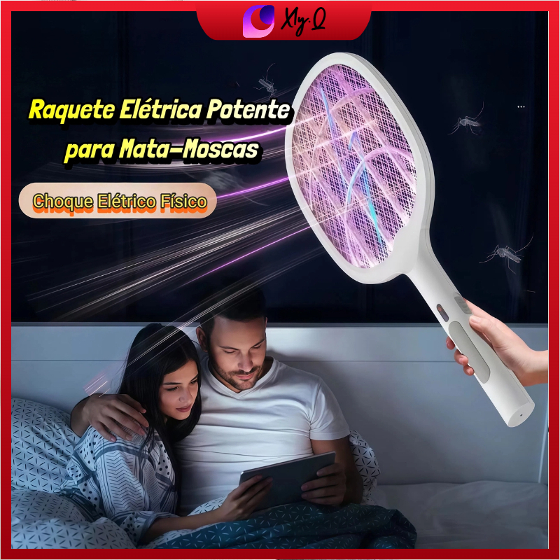 Raquete Mata Mosquito Recarregável Com Suporte De Mesa Casa Cor Branco Raquete Elétrica Potente para Mata-Moscas em Oferta na Shopee