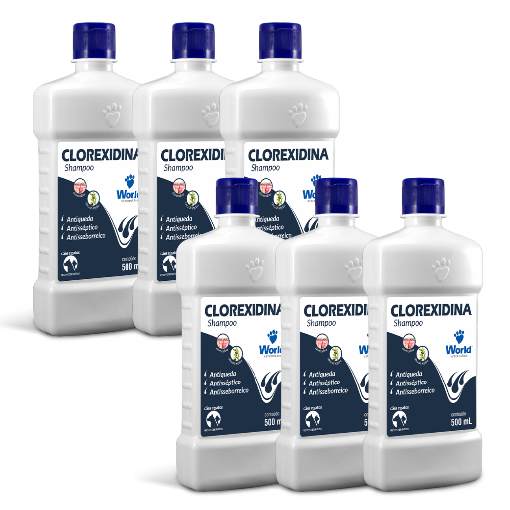 Kit 6 Shampoo Dug’s Clorexidina 500ml Dermatite Sensível Suave Antiseborreico Cachorro Gato