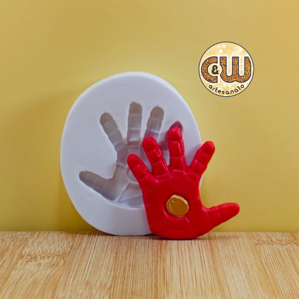 Molde Silicone Mão Homem de Ferro Confeitaria e Artesanato - Biscuit - Festa