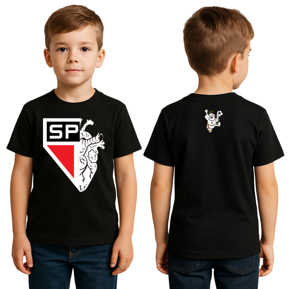 Camiseta 100% Algodão Infantil Juvenil Escudo Coração T-shirt Futebol Times SP Meninos Meninas em Oferta na Shopee