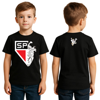 Camiseta 100% Algodão Infantil Juvenil Escudo Coração T-shirt Futebol Times SP Meninos Meninas em Oferta na Shopee