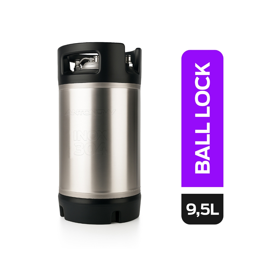 POSTMIX / GROWLER / 9,5 LITROS / BALL LOCK / ALÇAS E BASE EMBORRACHADAS / INOX 304 PASSIVADO / CERVEJA E CHOPP