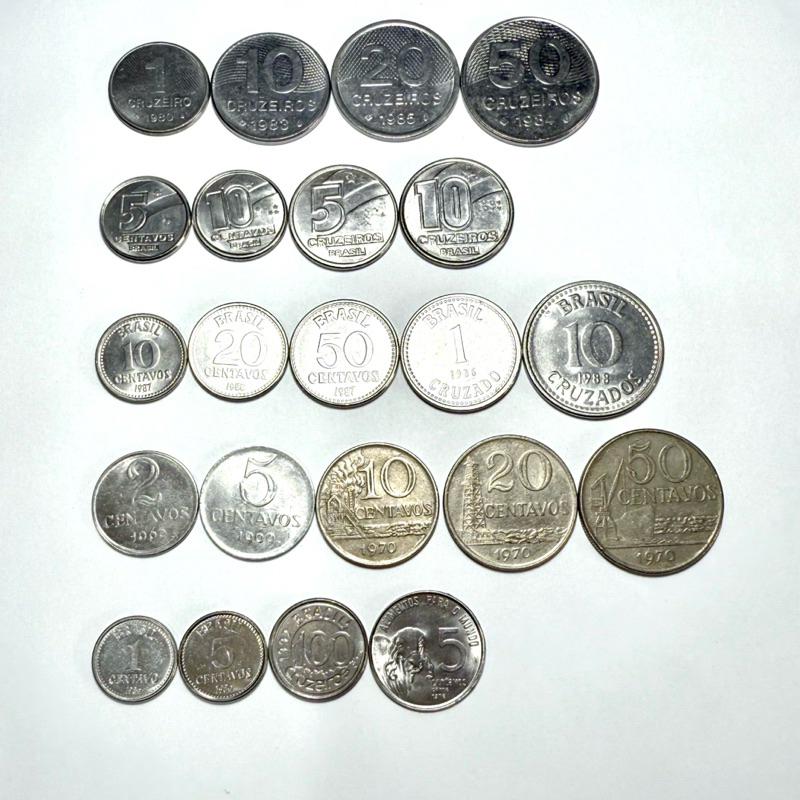 Lote 20 moedas sem repetição de tipo incluindo série fauna aquática, fao, profissões, indústrias e brasão