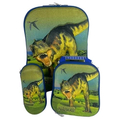 Kit de Mochila Escolar Dinossauro Com Lancheira e Estojo