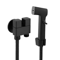 Ducha Banheiro Torneira Duas Saídas Vaso Sanitário Desviador Metal Mangueira 1,20m Preto Gatilho ABS