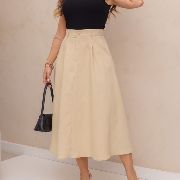 Saia moda feminina marrante com bolso/sem cinto/YF182 em Oferta na Shopee