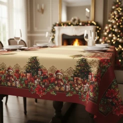 Toalha De Mesa 6 Lugares Retangular Rústica Luxo Natal Variados 1,50x2,20
