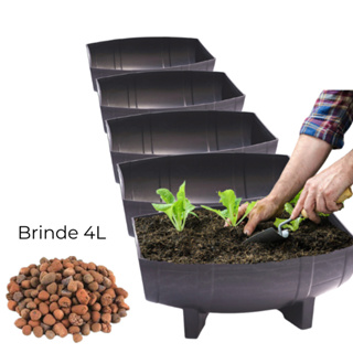 Kit 5 Floreiras Meio Barril, Jardineira Plástica Riqueplás 6,4L, Vaso de Chão, Ideal para Horta Vertical,...5F33 AE4 em Oferta na Shopee