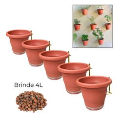 Kit Vaso Anti-Dengue e Autoirrigavel + Suporte Fixação + Prato e Cordão -Organizar Jardim Vertical _MP20-SR-Cor-AE4