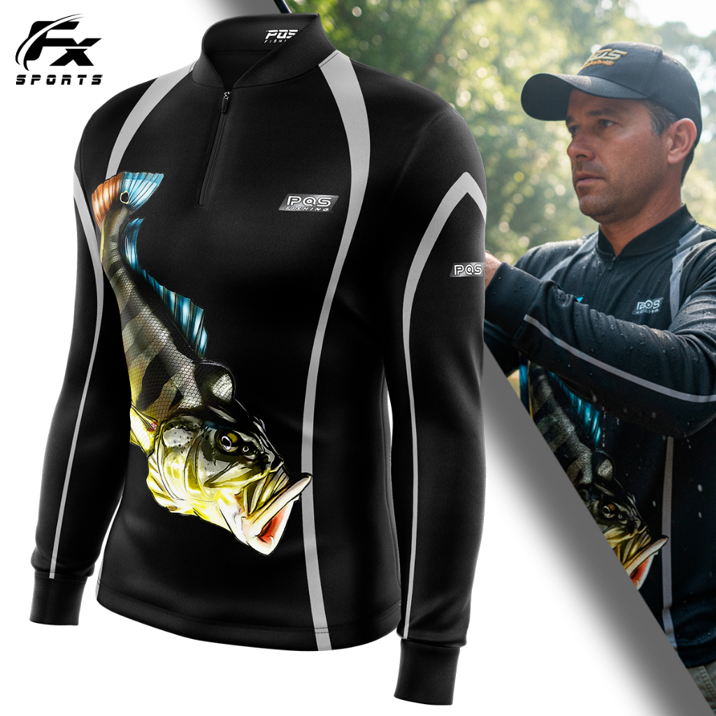 Camisa de Pesca Com Bandana PQS Fishing Gola com Zíper Proteção UV  50 + PQS I REF 31