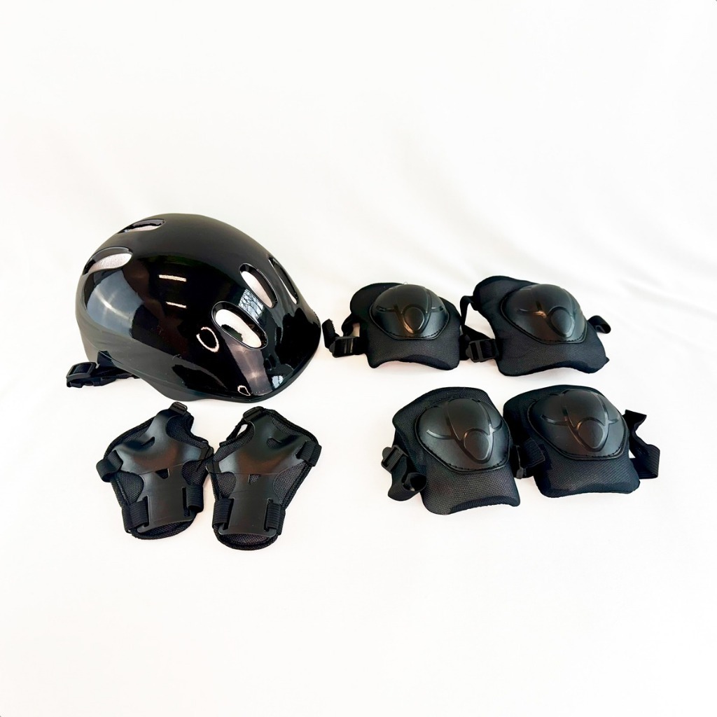 Kit 5 Peças De Proteção Segurança Capacete Joelheira Cotoveleira Infantil Bike Patins Skate Patinete