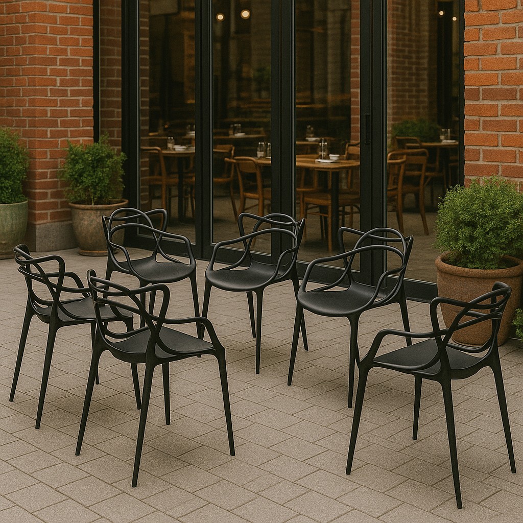 Kit 8 Cadeiras Allegra Sala de Jantar Cozinha Jardim La Mobilia Empilhavel em Oferta na Shopee