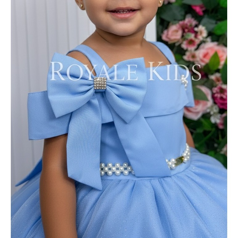 Vestido Infantil Menina Daminha Casamento Formatura Longo Azul Bebe em Oferta na Shopee