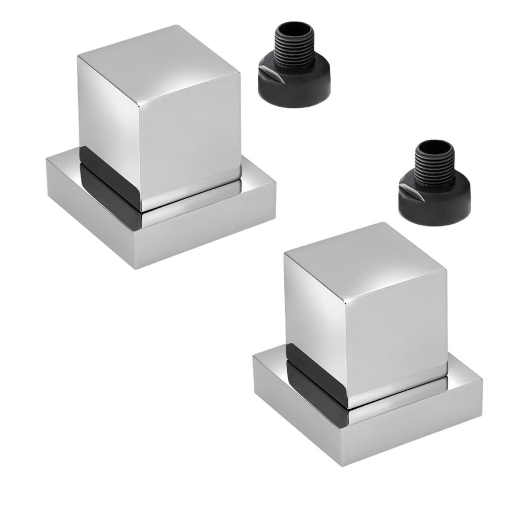 2 Acabamento Para Registro Padrão Docol 20 Estrias Quadrado Cromado Metal 1/2 3/