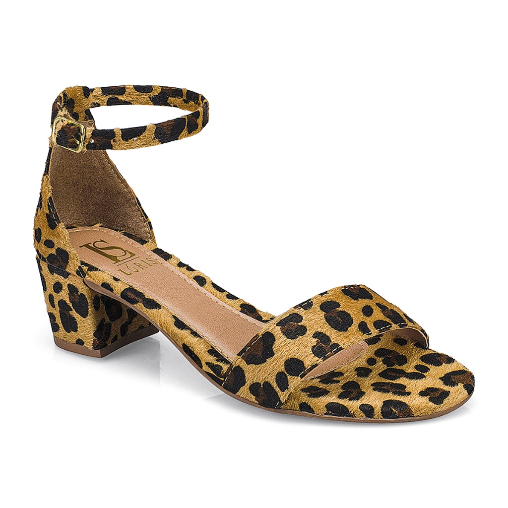 Sandália Saltinho Feminina Onça Saltinho Baixo Quadrado Lóris Shoes Confortavel 203-500