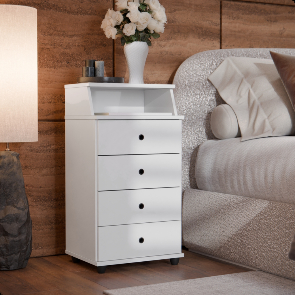 Mesa de Cabeceira 4 Gavetas Quarto Luxo II EJ moveis em Oferta na Shopee