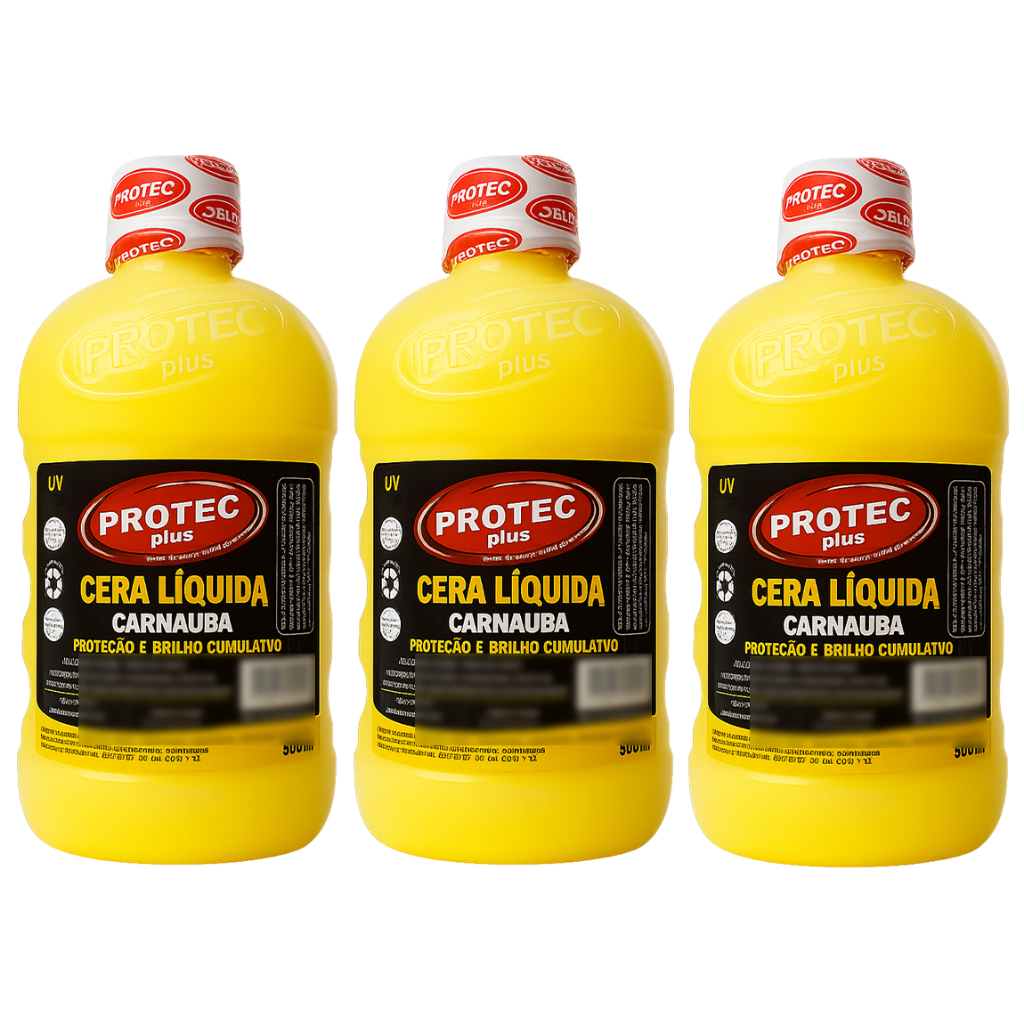 3 Unid. Cera Carnaúba Automotiva Liquida Proteção Uv - 500ml