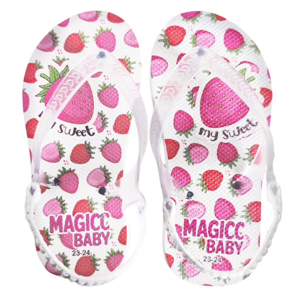 Chinelo Bebê Infantil Menina Sandália Infantil Menina com Elástico Moranguinhos Magicc MB-039