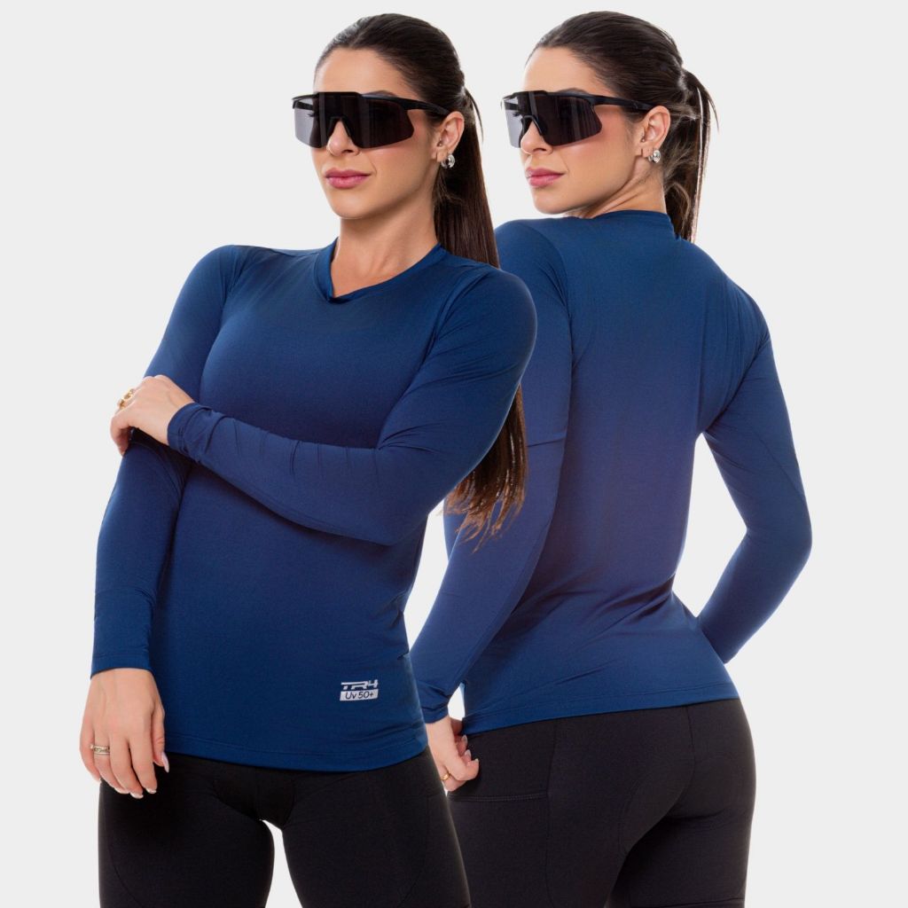 Camiseta Feminina Proteção Uv Segunda Pele Térmica Manga Comprida Verão Praia Solar
