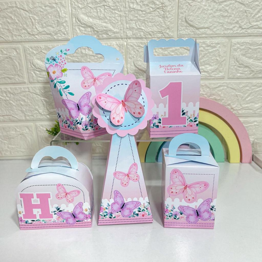 Personalizados Jardim Encantado Jardim de borboletas (PEGUE E MONTE) | kit caixinhas mimos lembrancinhas festa