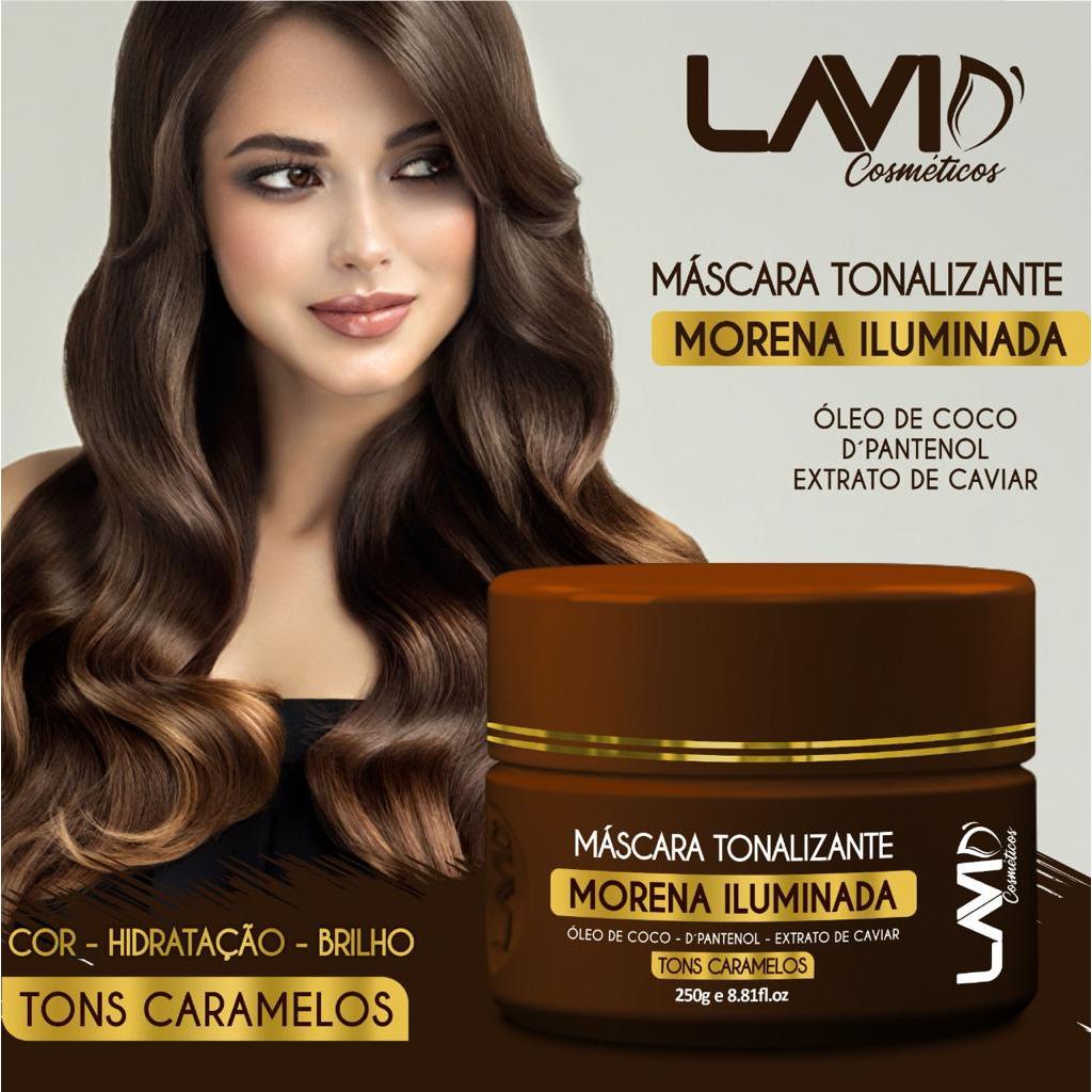 Máscara Tonalizante Morena Iluminada Lavid' 250g, cabelos de tons caramelos. em Oferta na Shopee