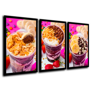 Quadros Decorativos Copo de Açaí Sorveteria Chocolate Morango em Oferta na Shopee