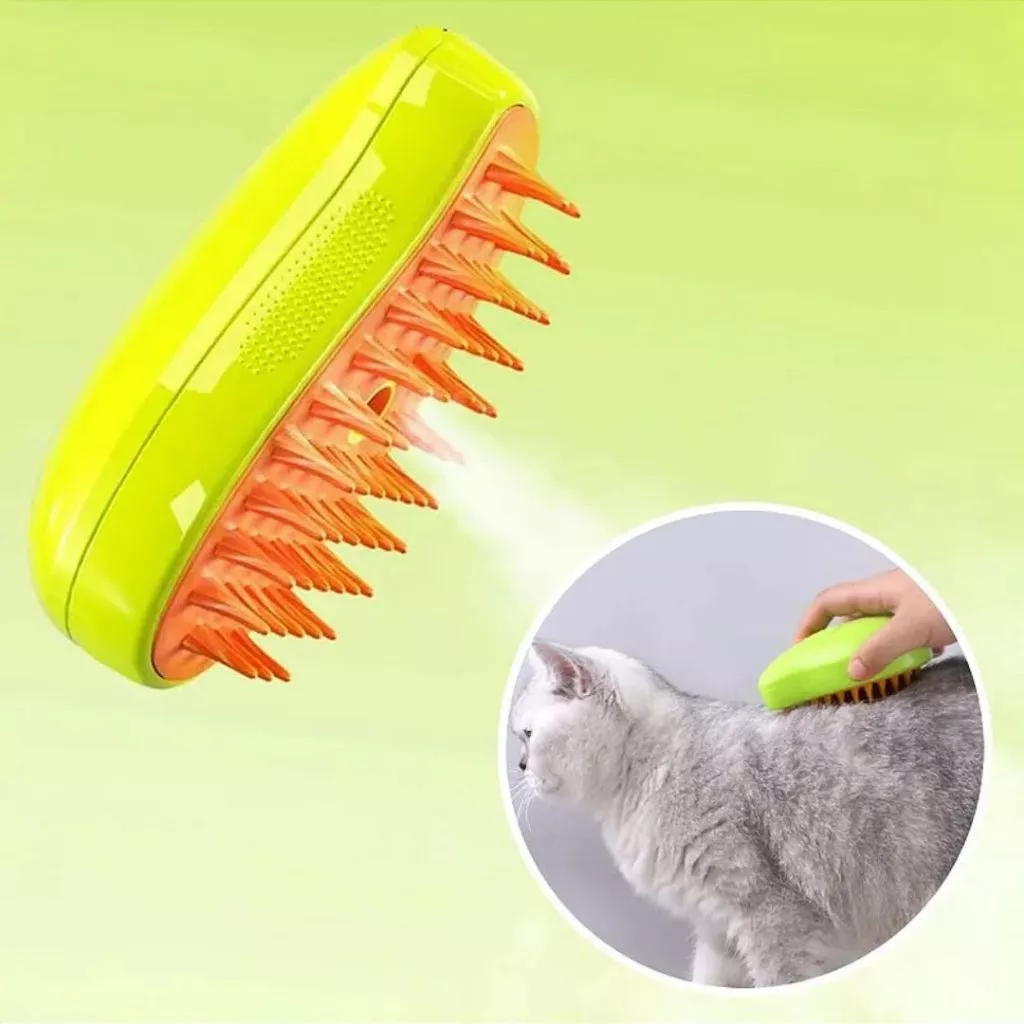 Escova A Vapor Para Gatos Cães 3 Em 1 Escovas Elétricas De Pêlos Pentes De Massagem Animais Estimação Remoção — imagem 1