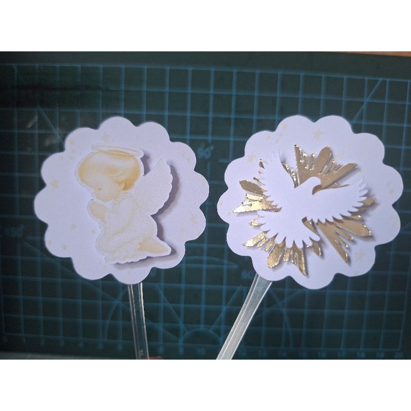 Topper Batizado Anjinho e Espírito Santo | Topper Religioso Cupcake Docinhos | Lembrancinha Batizado em Oferta na Shopee