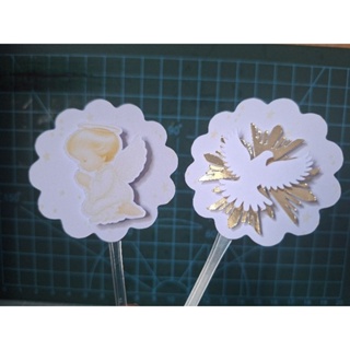 Topper Batizado Anjinho e Espírito Santo | Topper Religioso Cupcake Docinhos | Lembrancinha Batizado em Oferta na Shopee