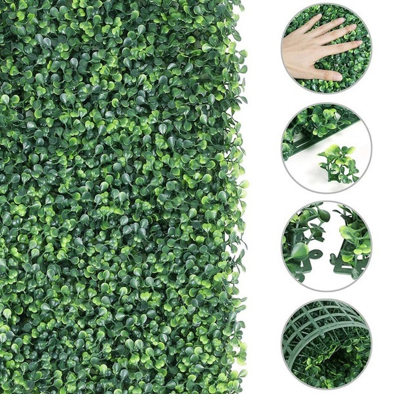 Kit de 15 Placas Buchinho Folhagem Artificial Grama Muro Verde 60x40 cm
