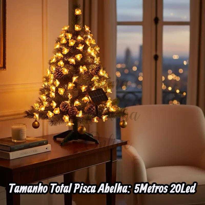 Pisca Solar Formato De Abelhas Decoração Jardim Árvore De Natal Linha Luxo