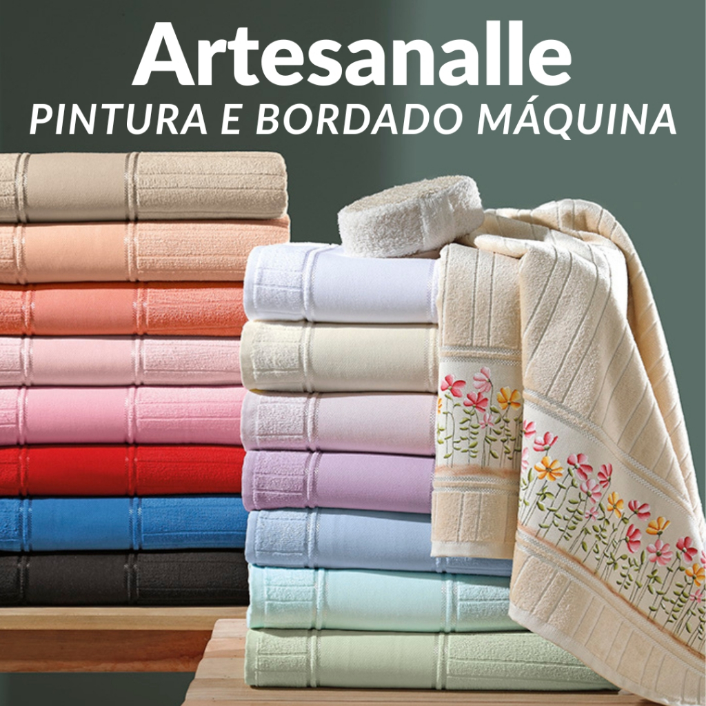 Kit com 2, 6 ou 9 Toalhas Lavabo Artesanalle Dohler - PINTE E BORDE MÁQUINA, tamanho 30x45cm