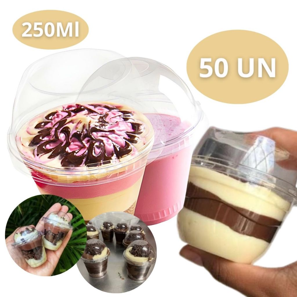 Embalagem Pote Para Doce Brigadeiro Mousse Bolo Cristal Base G677 SEM TAMPA 50 Unidades