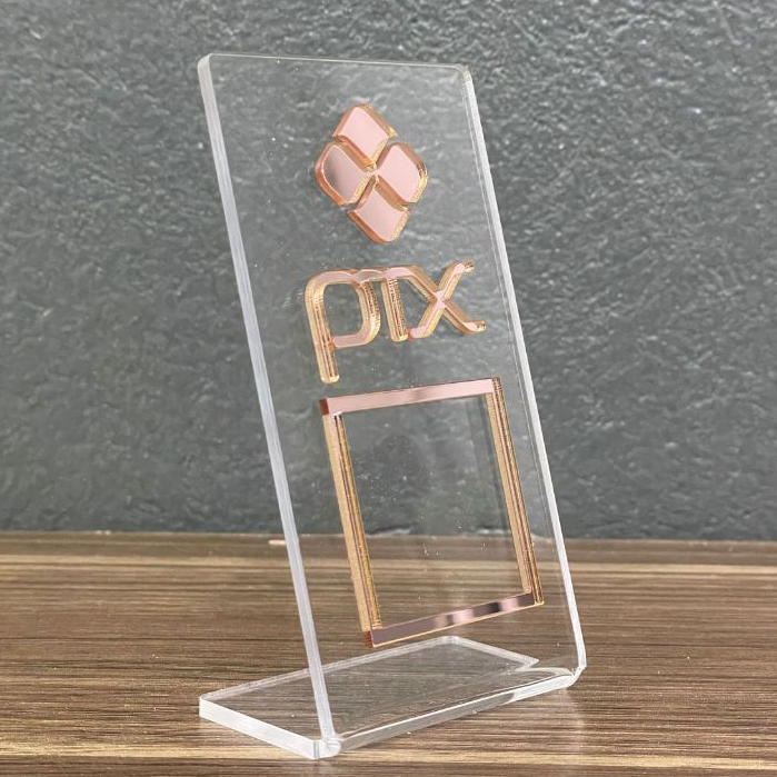 Placa Pix Display Mesa Balcão Em Acrílico QR Code PIX Pagamento Espelhado em Oferta na Shopee