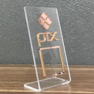 Placa Pix Display Mesa Balcão Em Acrílico QR Code PIX Pagamento Espelhado em Oferta na Shopee