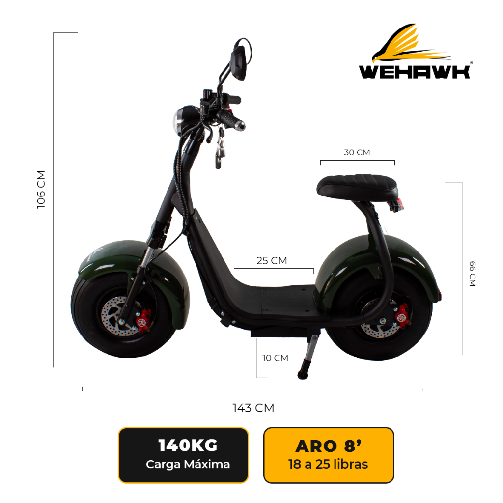 Scooter Moto 1000W Compacta WeHawk X7 Mini | 60V 20Ah | Mobilidade Urbana Bateria de Lítio em Oferta na Shopee