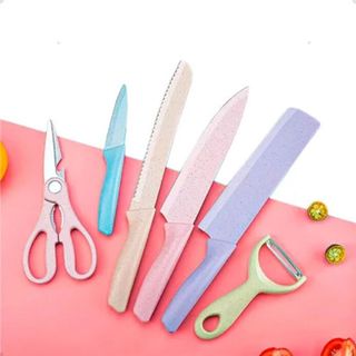 KIT Jogo De Facas Cores 6 Peças Inox Excelente Corte Cozinha