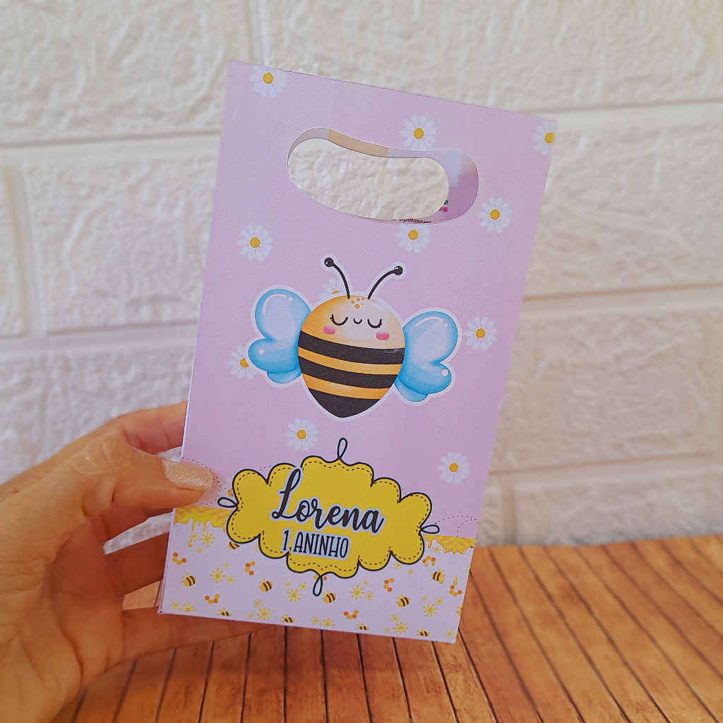 Sacolinha Personalizada  ABELHINHA Pegue e Monte Festa Infantil Lembrancinha
