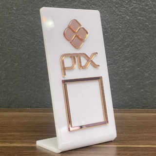 Placa Pix Balcão QR Code Pagamento Loja Display Em Acrílico Espelhado em Oferta na Shopee