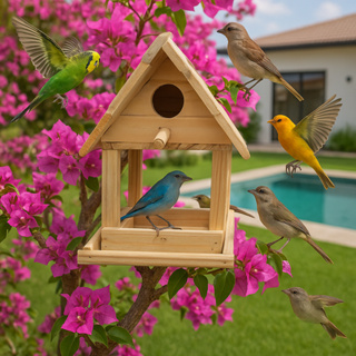 Comedouro com Casinha para Pássaros - Decoração Externa - Envio Rápido em Oferta na Shopee