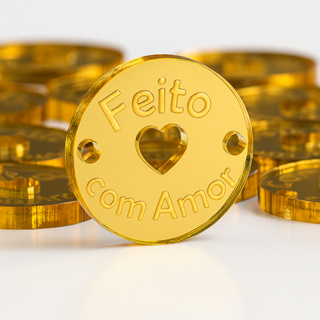 Tags Acrílicas Decorativas Kit 10 a 40 Peças 15mm Feito com Amor Coração Vazado em Oferta na Shopee