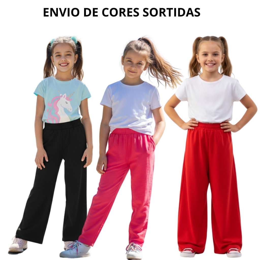 Calca Pantalona Menina Infantil Feminino Tecido Duna Blogueirinha - ENVIO DE CORES SORTIDAS
