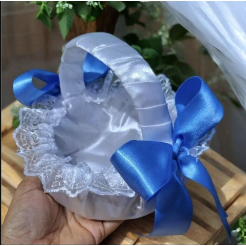 Cesta Florista Azul Serenity e Branco Casamento Bodas Daminhas Madrinhas Noivas