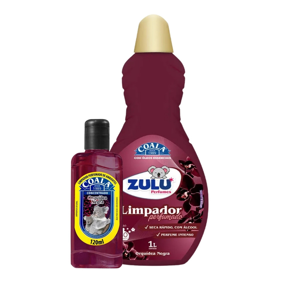 Kit Limpador Perfumado Coala 120 ml + Limpador Perfumado Zulu 1L Orquídea Negra